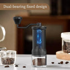 Manual Coffee Grinder, Stainless Steel Conical Burr Hand Mill with Glass Jar, Adjustable Settings, Portable Coffee Bean Grinder for Espresso, Pour Over, French Press, Black - Image 3