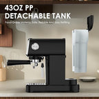 Professional Compact Expresso Coffee Machines for home,20 Bar Espresso Maker W/Milk Frother Steam Wand,Visible Pressure Gauge&Detachable Water Tank for Cappuccino Latte&Cold Brew (43, Fluid Ounces) - Image 6