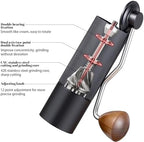 Manual Coffee Grinder Capacity 25 Grams, Stainless Steel Burrs - Wooden Handle, Burr Coffee Grinder for Home, Office, Camping, Hiking (Grey) - Image 4