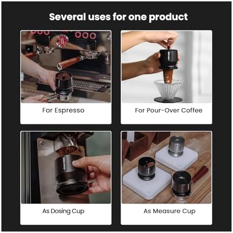 MHW-3BOMBER Dosing Shaker Espresso Dosing Funnel With Stirrer Aluminum Alloy Coffee Dosing Cup Fit 58mm Portafilter Barista Tool(2pcs 51-54mm Black) - Image 5