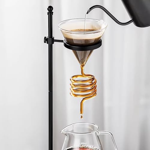 Pour Over Coffee Dripper Set with Glass Cone, Metal Stand, and Wood Base, Reusable Filter for Home, Office, and Outdoor Brewing - Durable and Stylish - Image 2