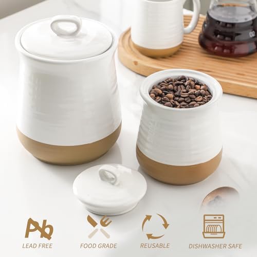 Hasense Ceramic Food Storage Jar, 75 FL OZ Large Kitchen Canister with Lid, Airtight Food Storage Containers for Candy, Coffee Bean, Cookies, Flours, Rice, Cereal, Spice, White Farmhouse Decor - Image 3