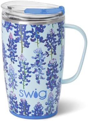Swig Life 18oz Insulated Travel Mug with Handle & Lid, Bluebonnet by SwigLife