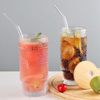 16oz Glass Cups with Lids and Straws, 4 Pack Vintage Drinking Glasses Tumblers Polka Dot Iced Coffee Cups for Kitchen, Home, Office, Gifts - Image 4