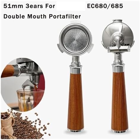 51mm 3 Ears Coffee Portafilter，Coffee Machine Stainless Steel Double Spout Handle Utensil,Compatible With Delonghi，Compatible With Dedica，Ec680/685(Combination 1) - Image 2