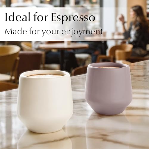 MIAMIO - Espresso Cups Set of 4 / Mug, Ceramic (3oz) - Luxe (Cream Rose) - Image 7