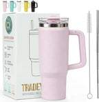 30 oz Tumbler with Handle Hidden Straw Stainless Steel Insulated by Tradeysum
