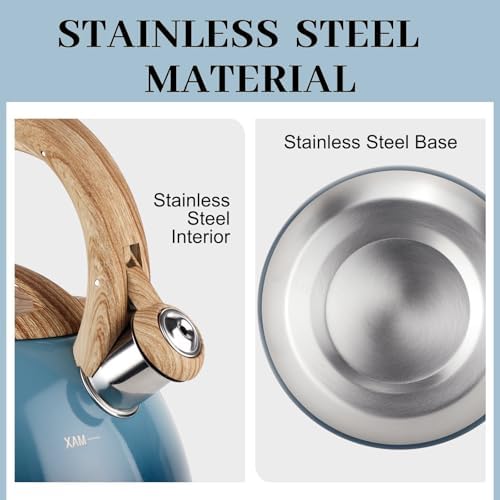 MARSKITOP Tea Kettle Stovetop Whistling Tea Pots for Stove Top Food Grade Stainless Steel Teapot for Induction Cooktop, 2.6 Quart, Blue - Image 5
