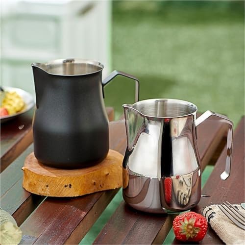 1pc Milk Frothing Pitcher, Stainless Steel Frother Cup with Scale for Steaming Latte Art Cappuccino Coffee Esp(Black-350ml) - Image 2