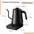 Gooseneck Electric Kettle, Water Kettle with Smart Temperature Control, 1000 ml 33.8 oz Stainless Steel, 1200W Fast Heating, Touchscreen Display, 4 Preset Temps, US Plug, for Coffee and Tea - Image 2