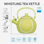 Whistling Tea Kettle for Stove Top Enamel on Steel Teakettle, Supreme Housewares Tennis Design Teapot Water Kettle Cute Kitchen Accessories Teteras (1.6 Quart, Tennis) - Image 3