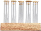 AUNMAS Single Dose Coffee Bean Storage Tubes 10pcs Airtight Glass Canisters with Walnut Wood Display Stand for Coffee Beans Tea (5 Hole) - Image 2