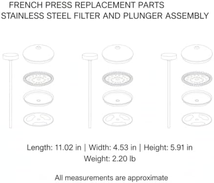 Stainless Steel French Press Replacement Filter & Plunger Assembly - Repair Kit for Standard Coffee Makers - Image 7