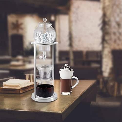 Cold Brew Coffee Maker, 600ml/20.3Oz Iced Coffee Maker Machine Slow Drip Tower, Stainless Steel Ice Dripper Coffee Maker Machine with Measuring Spoon, 6-8 Cups, for Home, Office, Cafes (Silver) - Image 2