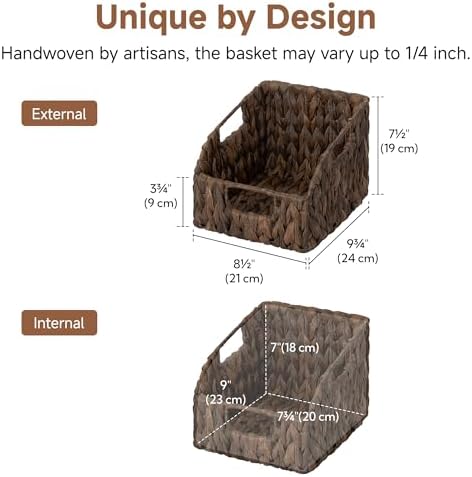 StorageWorks Pantry Baskets for Organizing, Handwoven Brown Baskets, 2-Pack - Image 2