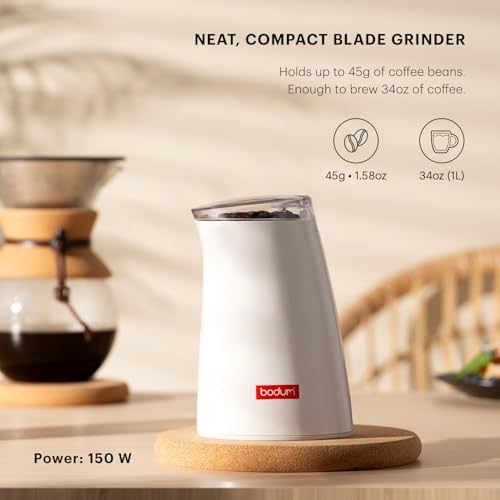 Bodum C-Mill Electric Blade Coffee and Spice Grinder, Stainless Steel Blade, White - Image 2