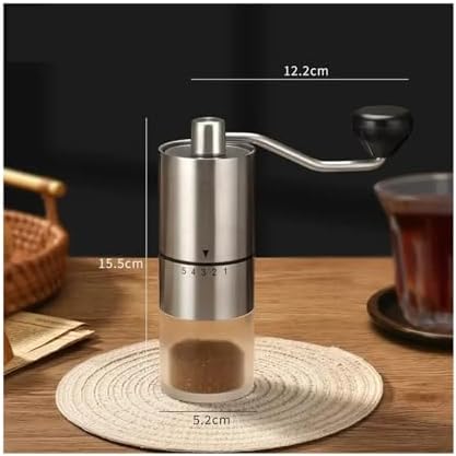 Portable Manual Coffee Grinder, Conical Burr with 5 Adjustable Settings, External Adjustable Setting(Silver) - Image 2
