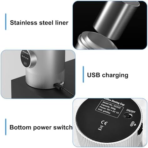 Coffee Dosing Cup, Accurate Espresso Measuring Cup with 500g/0.1g Digital Scale Stainless Steel Powder Feeder Part Fits 58mm Portafilters - Image 4