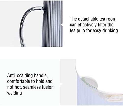 Kettles Vertical Pattern Glass Pitcher with Detachable Stainless Steel Tea Compartment Glass Cafare with Handle to Prevent Hot Hands Canteen(A) - Image 5