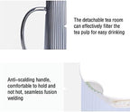 Kettles Vertical Pattern Glass Pitcher with Detachable Stainless Steel Tea Compartment Glass Cafare with Handle to Prevent Hot Hands Canteen(A) - Image 5