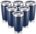 20 oz Tumblers Bulk Stainless Steel Tumbler with Lid Double Wall Vacuum Insulated Coffee Mug 20oz Powder Coated Cup for Hot and Cold Drinks, Navy, 6 pack by CoolYoleb