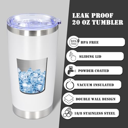 20 oz Tumbler Insulated Tumblers Stainless Steel Coffee Mug,White 6PCS - Image 3