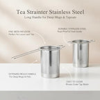 Stainless Steel Tea Strainer with Long Handle, Fine Mesh Loose Leaf Infuser for Deep Mugs and Teapots (1 Piece) - Image 5