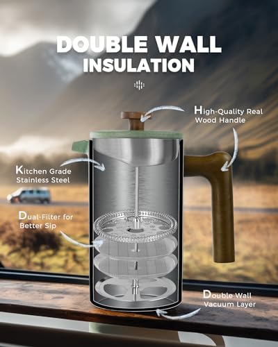 POLIVIAR French Press Coffee Maker & Manual Coffee Grinder - Image 4