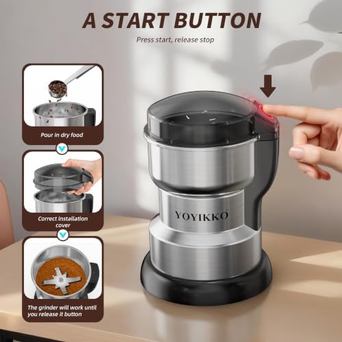 Electric Coffee Grinder 300W, Adjustable Grind, Espresso/Drip/Pour. Coffee Grinder for Coffee, Spices, and Other Foods (silvery-210) - Image 6