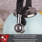 MAGEFESA Esmeralda Stainless Steel Whistling Tea Kettle, 2.9 Qts, Drip-Free Pouring System, Suitable for All Types of Stovetops Including Induction, Removable Lid for Easy Cleaning Teapot - Image 4
