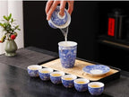 Chinese Tea Set, Gongfu Tea Sets for Adults, Japanese Tea Set, Asian Gaiwan Tea set, Portable Teaset for Home, Outdoor, Office Gifts (Flower Gaiwan 6cups) - Image 6