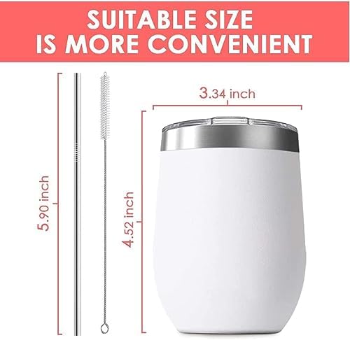 12oz Wine Tumbler with Lid With straw Stainless Steel Wine Tumbler Cups Double Wall Vacuum Insulated Travel Mugs Stemless Cup 25 Pack - Image 3