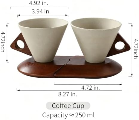 Cone Mug Set, Ceramic Coffee Mug with Wooden and Coaster - Image 2