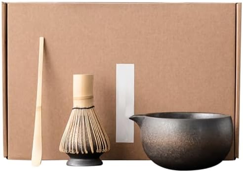 Matcha Tea Set with Whisk Bowl Spoon Holder, Japanese Traditional Manual Kit Style2 by Wedhapy