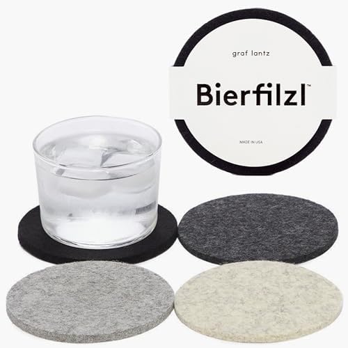 Graf Lantz - Bierfilzl Merino Wool Round Coasters Set of 4 - Noir (4" Circles) - Absorbs 30% of Weight - German Wool - Heat Resistant, Sustainable, & Reusable - Home Decor & Coffee Table Decor by GrafLantz