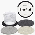 Graf Lantz - Bierfilzl Merino Wool Round Coasters Set of 4 - Noir (4" Circles) - Absorbs 30% of Weight - German Wool - Heat Resistant, Sustainable, & Reusable - Home Decor & Coffee Table Decor by GrafLantz