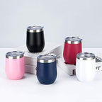 8 Pack 12Oz Stainless Steel Wine Tumblers, Insulated Wine Tumbler, Double Wall Insulated Wine Glass, Stainless Steel Stemless Wine Cups with Lids for Coffee, Wine, Cocktails, Champaign, Black - Image 5