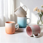 Stoneware Coffee Mugs Set of 4, 14oz Hand-Painted Coffee Cups with Handle - Image 2