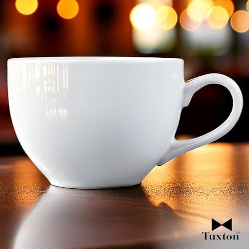 Tuxton China BPF-0801 Cappuccino Cup, 8 oz., 3-1/2" dia. x 2-1/2"H, microwave & dishwasher safe, oven proof, fully vitrified, lead-free, DuraTux, Porcelain White, Pack of 12 - Image 2
