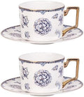 KAMMAK Tea Cups and Saucers Set of 2, Fine Bone China Coffee Cups, 571N by KAMMAK