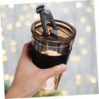 TOYANDONA 2pcs Glass Water Bottles with Straw and Lid, 450ml Cold Brew and Iced Tea Cups with Silicone Sleeve for Beverage and Coffee Drinking, Travel-friendly Reusable Tumblers - Image 6