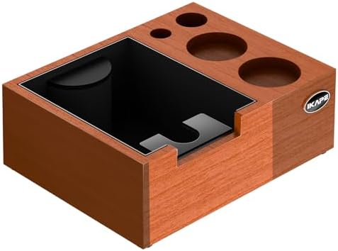 IKAPE 51/53/54/58mm Espresso Knock Box, Sandywood Coffee Station, Tamper Tools, Distributor, Portafilter & Puck Screen Accessories, Natural Sandywood Station Base by IKAPE