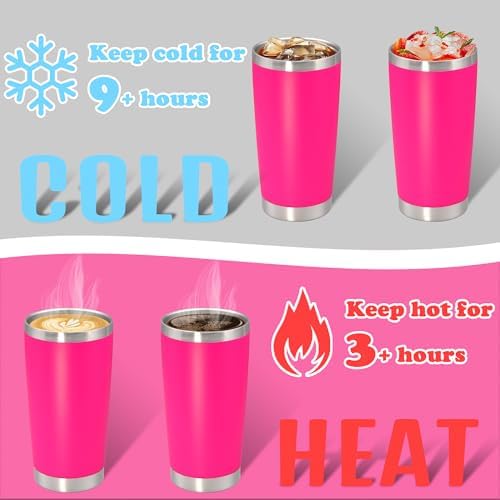 20 oz Tumbler Insulated Tumblers Stainless Steel Coffee Mug,Hot Pink 6PCS - Image 4