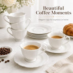 Espresso Cups and Saucers Set of 6, 3 oz White Orchid - Image 6
