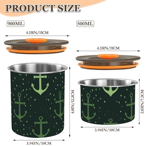 Ocean Green Vector Design Designed Food Storage Containers With Lids Stainless Steel Pantry Organization And Storage Push Button Canister Airtight - Image 3