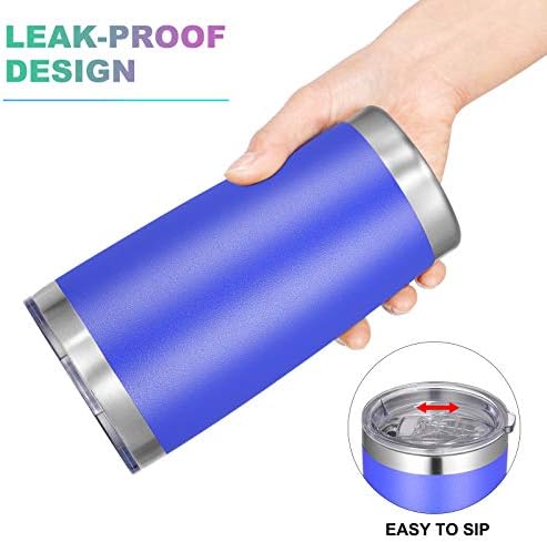 VEGOND 20oz Tumbler with Lid and Straw Stainless Steel Tumbler Cup Bulk Vacuum Insulated Double Wall Travel Coffee Mug Powder Coated Coffee Cup, Blue, 6 Pack - Image 3