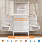 kepptory 51" Kitchen Baker's Rack with Storage, Microwave & Toaster Oven Stand, Freestanding Coffee Bar Station with Wine Glass Holder & Side Storage Shelves, White - Image 3
