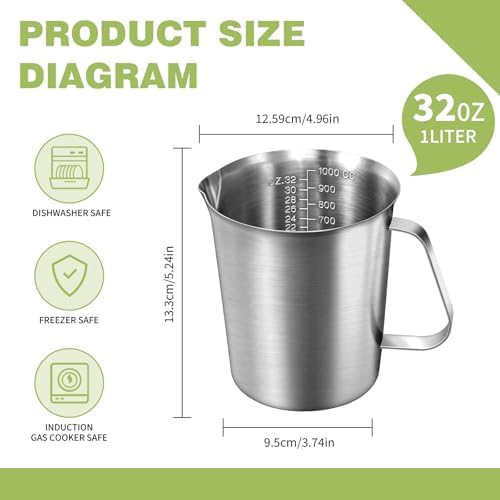 Stainless Steel Metal Measuring Cup w/Handle for Liquid,32&32oz - Image 2