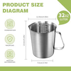 Stainless Steel Metal Measuring Cup w/Handle for Liquid,32&32oz - Image 2