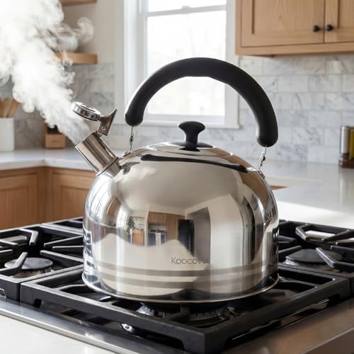 Whistling Tea Kettle, 6.2QT 6L 304 Stainless Steel Stovetop Teapot - Image 4